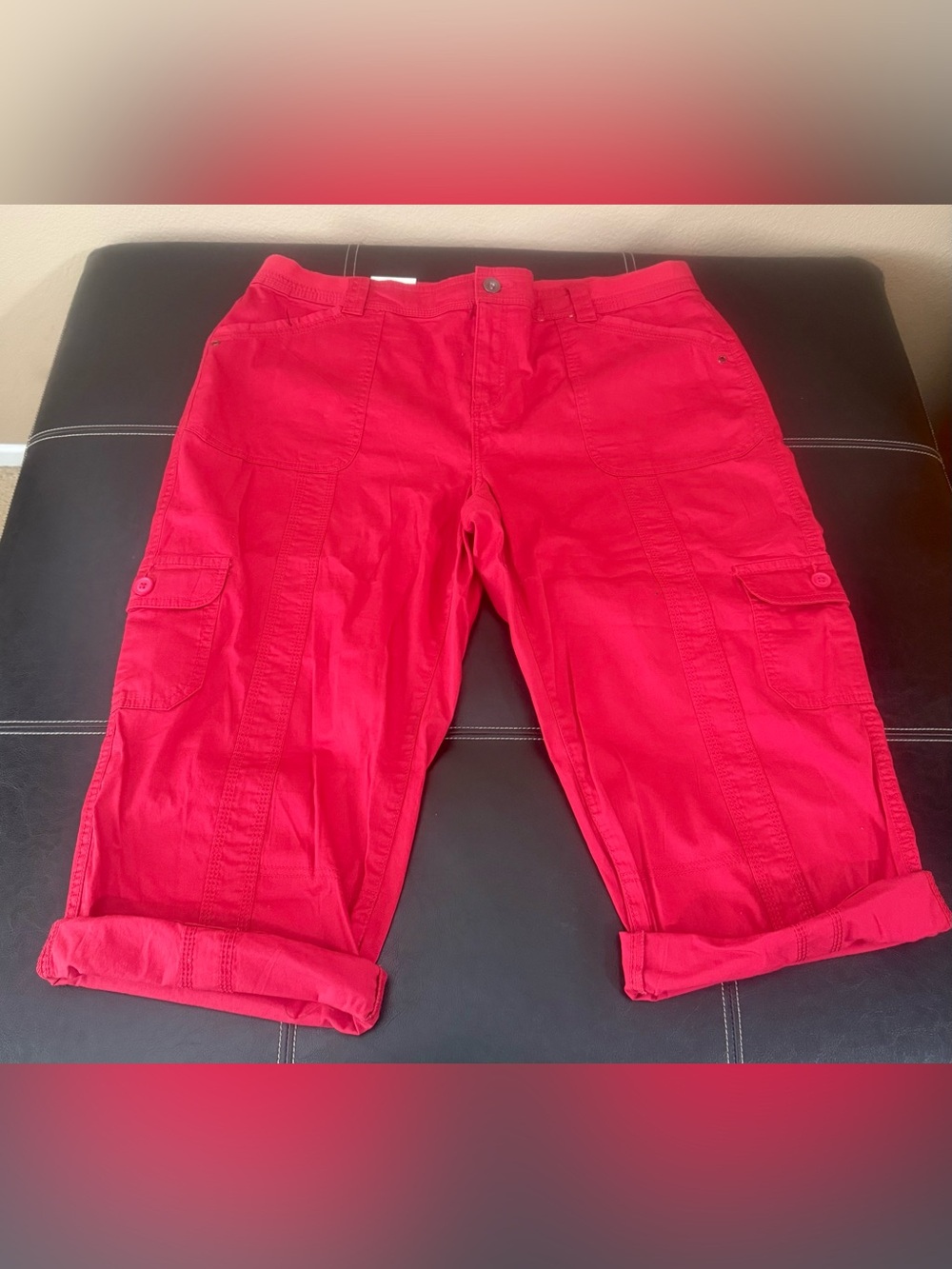 Women's Style & Co Red Cargo Capri Size (18)
